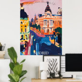 Stadtbild von Madrid mit Ikonischen Straßen in Fau Poster (Heimbüro)