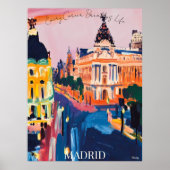 Stadtbild von Madrid mit Ikonischen Straßen in Fau Poster (Vorne)