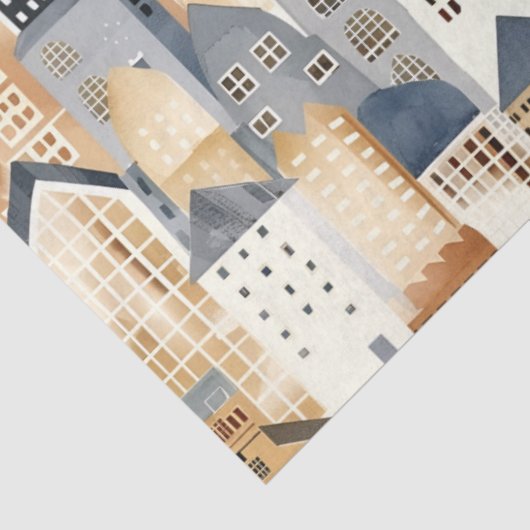 Stadtbild zeichnend Natur und Blau Seidenpapier (Ausschnitt)