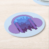 Stadtblase: Hommage an Musik Runder Pappuntersetzer (Angewinkelt)