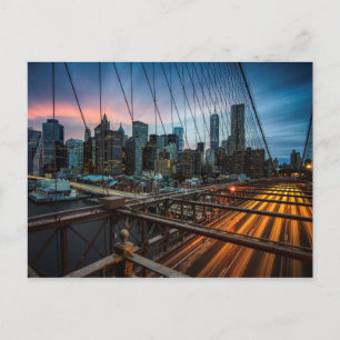 Stadtblick in der Nacht New York, NY Postkarte