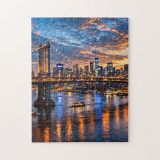 Stadtbrücke bei Dämmerung Puzzle