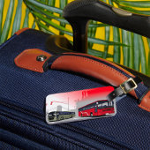 Stadtbusse Rote grüne Busse in der Stadtstraße Gepäckanhänger