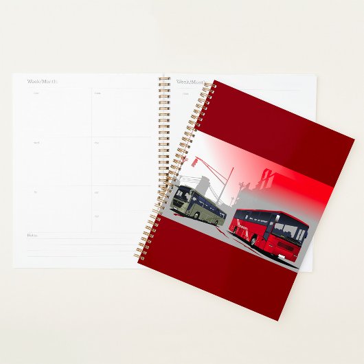 Stadtbusse Rote grüne Busse in der Stadtstraße Planer