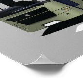 Stadtbusse Rote grüne Busse in der Stadtstraße Poster (Ecke)