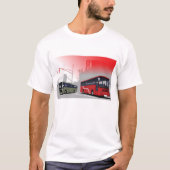 Stadtbusse Rote grüne Busse in der Stadtstraße T-Shirt (Vorderseite)