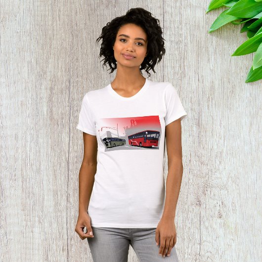 Stadtbusse Rote grüne Busse in der Stadtstraße T-Shirt