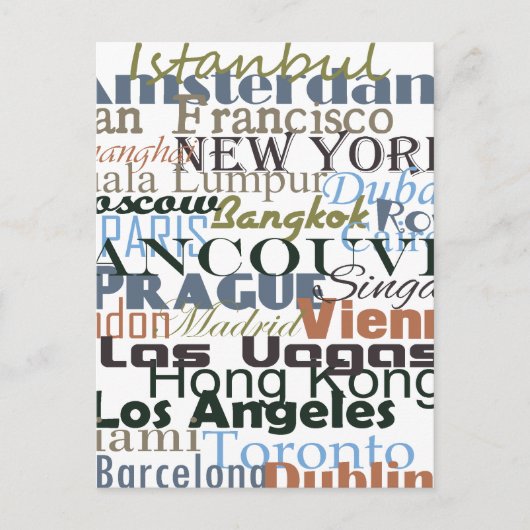 Städte auf der ganzen Welt Postkarte (Vorderseite)