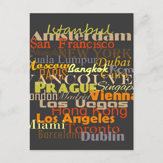 Städte auf der ganzen Welt Postkarte (Vorderseite)