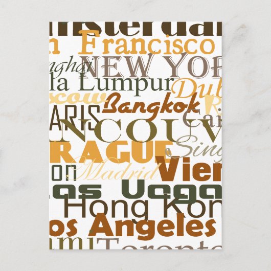 Städte auf der ganzen Welt Postkarte (Vorderseite)