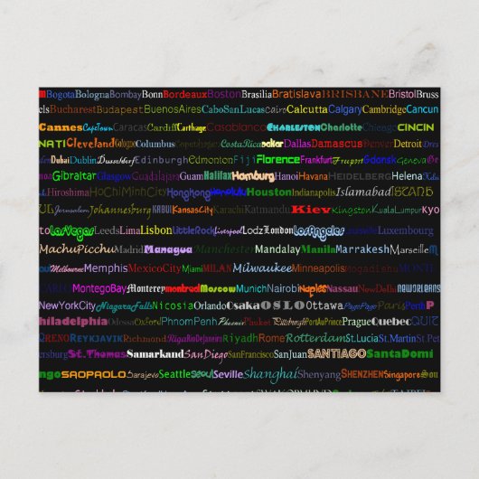 Städte des World Text Design I Postcard Postkarte (Vorderseite)