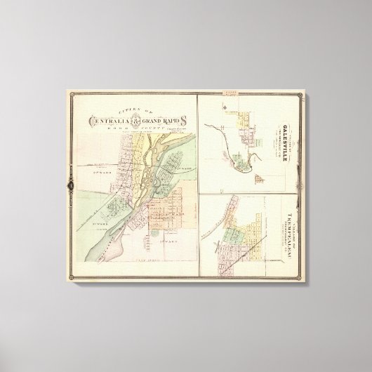 Städte in Centralia & Grand Rapids Leinwanddruck (Vorderseite)