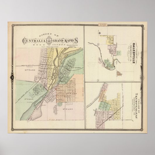 Städte in Centralia & Grand Rapids Poster (Vorne)