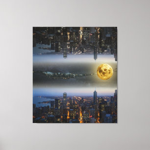 Städte in der Luft und unter Fantasy Landschaft Leinwanddruck