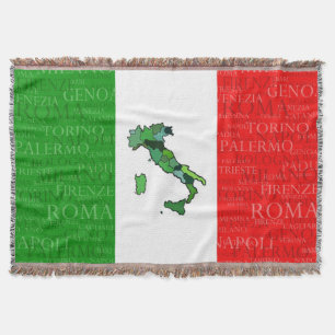 Städte, Karte und Flagge von Italien Decke