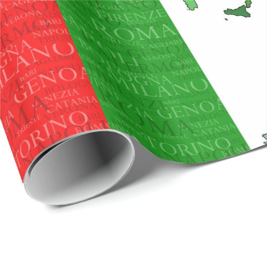 Städte, Karte und Flagge von Italien Geschenkpapier (Rolleneckpunkt)