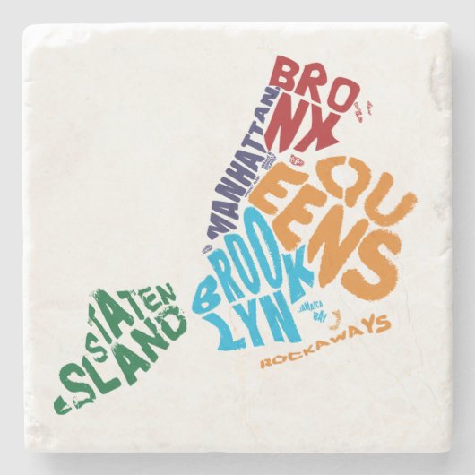 Städte New York City 5 Calligram Karte Steinuntersetzer (Vorderseite)