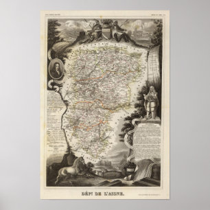 Städte und Gemeinden - Farbe entlang der Grenzen Poster