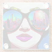 Städtedenken bei Sonnenbrillen Frauen Glasuntersetzer (Rückseite)