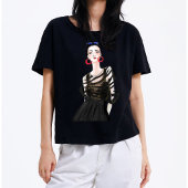 Städtemädchen in Schwarz-Moderne Grafik T - Shirt