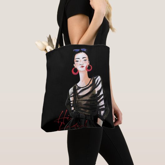 Städtemädchen in Schwarz-Moderne Grafik T - Shirt Tasche (Von Nahem)