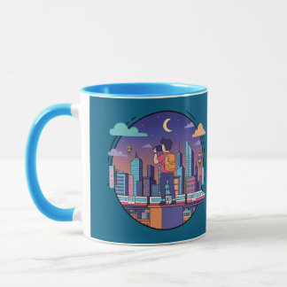 Städtereisender bei Nacht Tasse