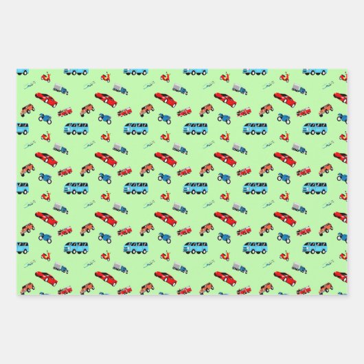 Stadtfahrzeuge Geschenkpapier Set (Vorderseite)