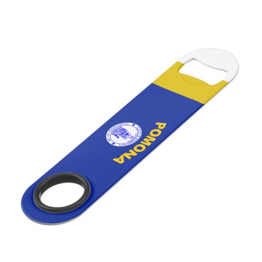 Stadtflagge Pomona (Kalifornien) Speed Flaschenöffner (Vorderseite Schrägansicht)