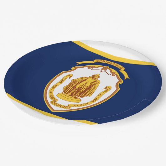 Stadtflagge Springfield (Massachusetts) Pappteller (Schrägansicht)