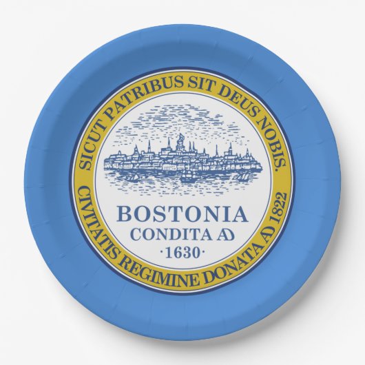 Stadtflagge von Boston (Massachusetts) Pappteller (Vorderseite)