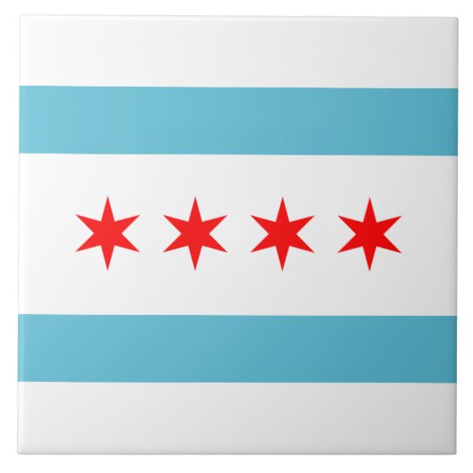 Stadtflagge von Chicago Fliese (Vorderseite)