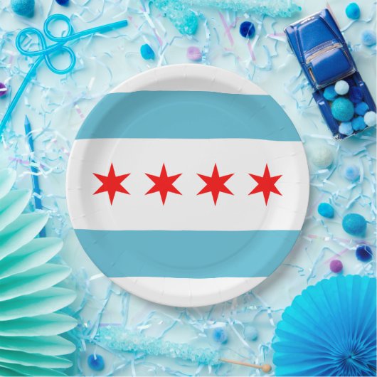 Stadtflagge von Chicago Pappteller (Party)