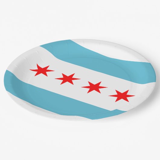 Stadtflagge von Chicago Pappteller (Schrägansicht)