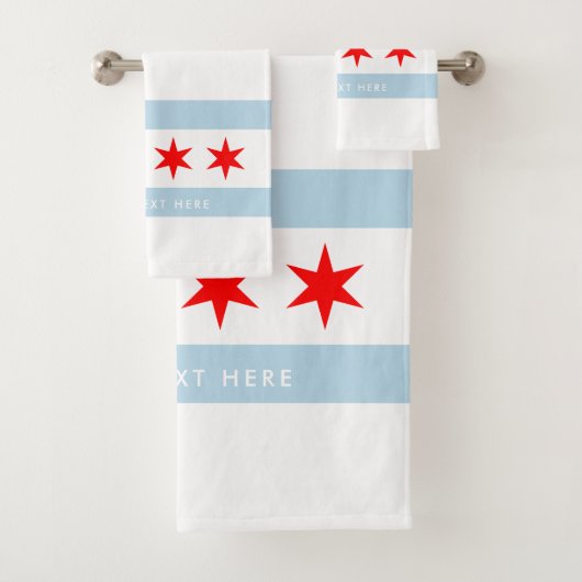 Stadtflagge von Chicago personalisiertes Handtuchg Badhandtuch Set (Insitu)