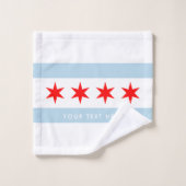 Stadtflagge von Chicago personalisiertes Handtuchg Badhandtuch Set (Waschlappen)