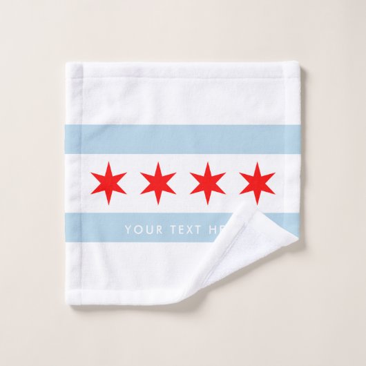 Stadtflagge von Chicago personalisiertes Handtuchg Badhandtuch Set (Waschlappen)