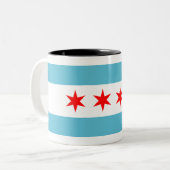 Stadtflagge von Chicago Zweifarbige Tasse (Vorderseite Links)