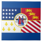 Stadtflagge von Detroit Fliese (Vorderseite)