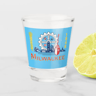 Stadtflagge von Milwaukee Schnapsglas