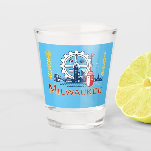 Stadtflagge von Milwaukee Schnapsglas (Vorderseite)