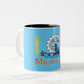 Stadtflagge von Milwaukee Zweifarbige Tasse (Vorderseite Links)