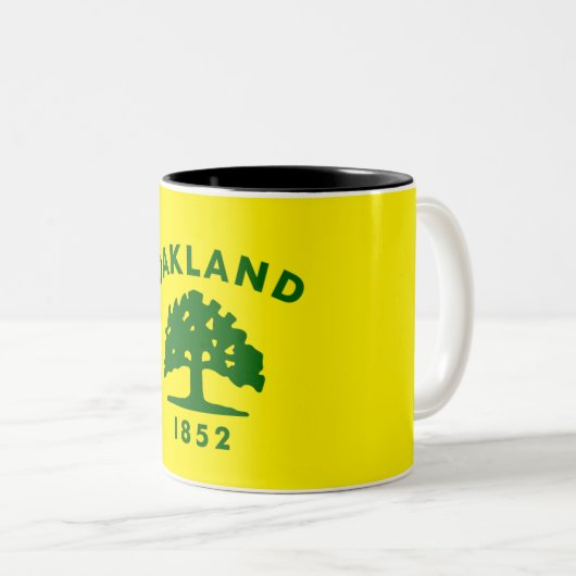 Stadtflagge von Oakland Zweifarbige Tasse (VorderseiteRechts)