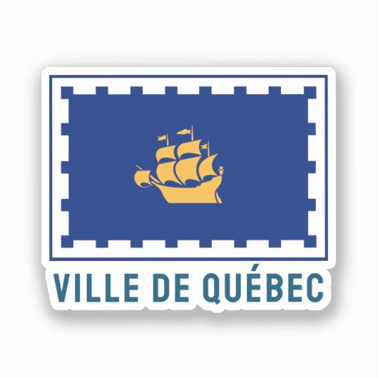Stadtflagge von Quebec Aufkleber (Vorderseite)