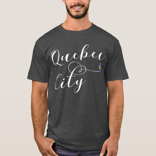 Stadtflagge von Quebec im Herzen des T - Shirt (Vorderseite)