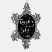 Stadtflagge von Quebec Schneeflocken Zinn-Ornament (Links)