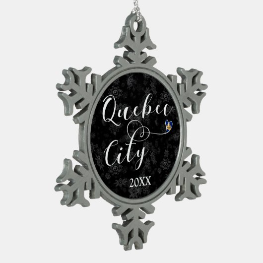Stadtflagge von Quebec Schneeflocken Zinn-Ornament (Links)