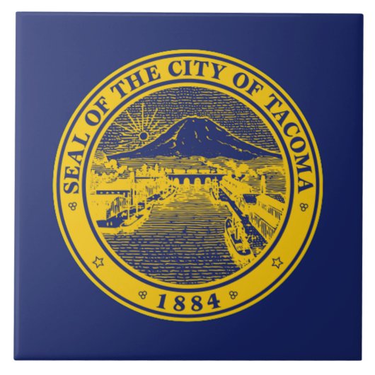 Stadtflagge von Tacoma Fliese (Vorderseite)