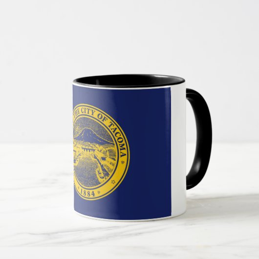 Stadtflagge von Tacoma Tasse (VorderseiteRechts)