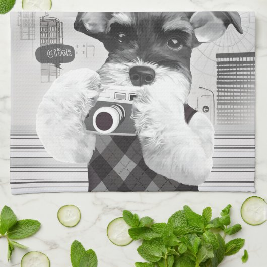 Stadtfotograf: Schnauzer in Taipeh Geschirrtuch (Gefaltet)