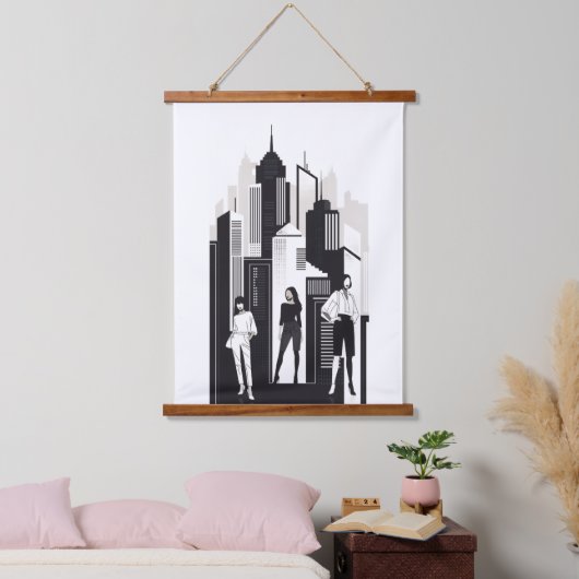Stadtfrauen Wandteppich Mit Holzrahmen (Schlafzimmer)
